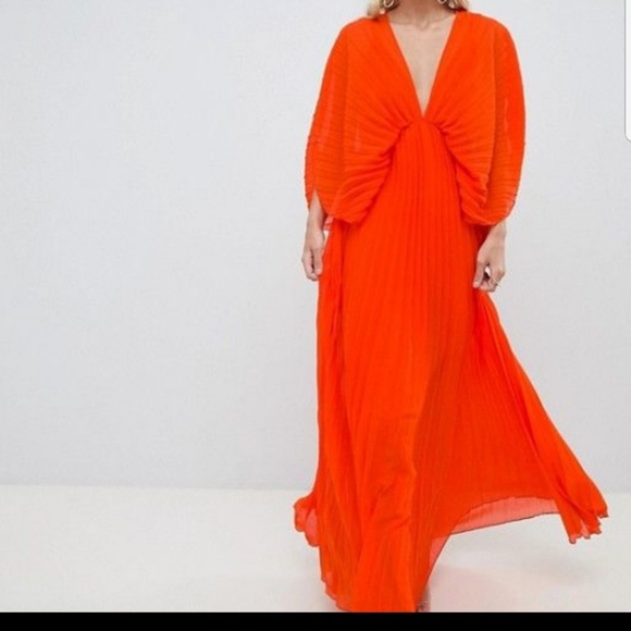 ASOS Dresses & Skirts - Asos Red Pleated Kimono Maxi Dress